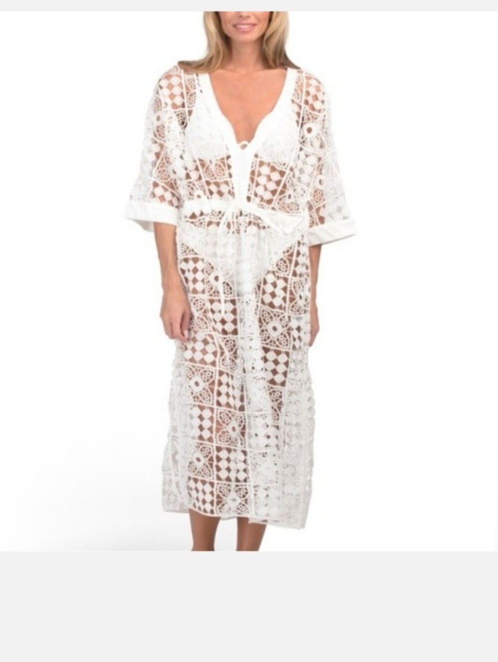 4OUR DREAMERS White Crochet Long Cover-Up